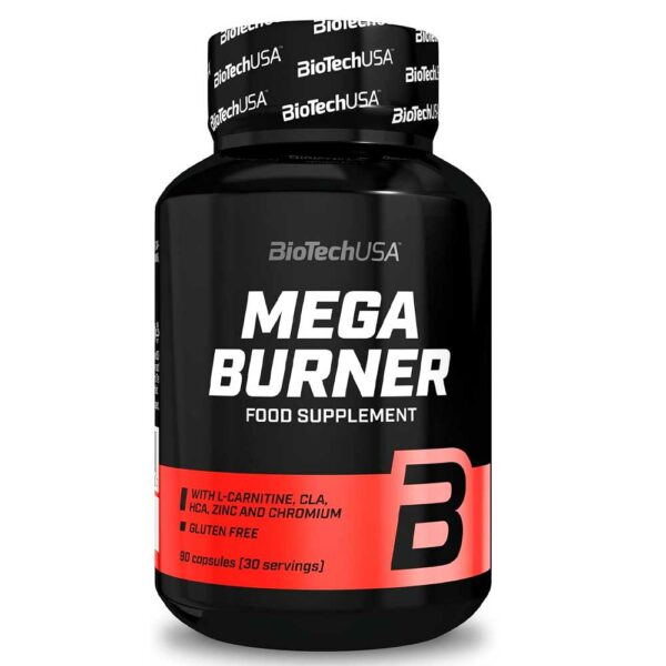 BioTechUSA Mega Burner | Sin Cafeína | Con L-Carnitina, Té Verde y Vitaminas | Con Fibra, Cromo e Inulina | Para un Control de Peso Eficaz, 90 cápsulas