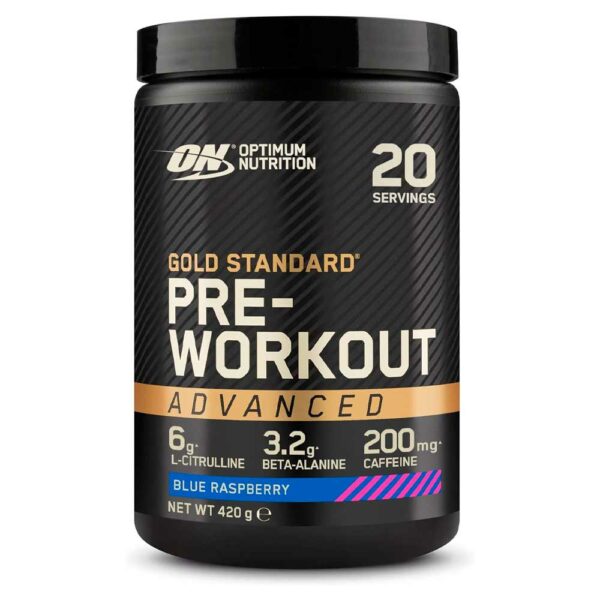 Optimun Nutrition Gold Standard Pre Workout Advanced 420 g Aporte de energía, Energy Booster con L-Citrulina, Beta Alanina, Cafeína y Vitaminas B12 y B6, 20 Porciones