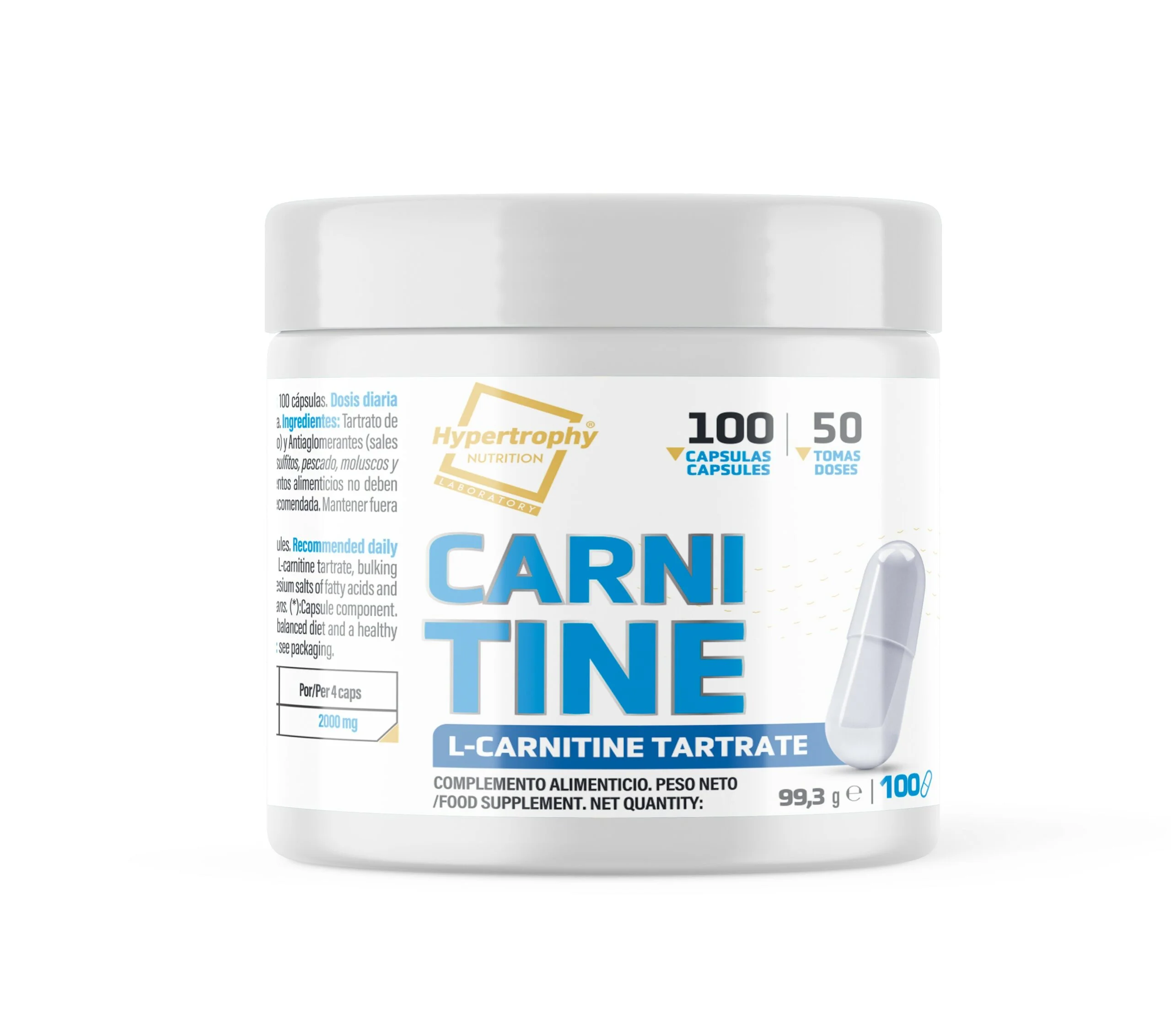 L-Carnitina 500mg | Aminoácido Quemador de grasa | 100 Cápsulas